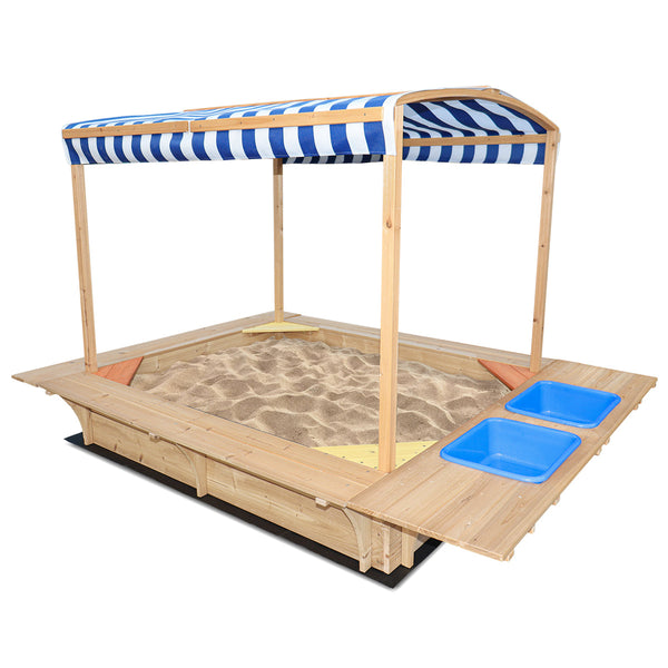 Kids Huge Timber Playfort Sandpit with Canopy