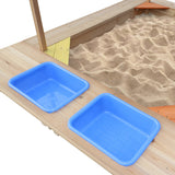 Kids Huge Timber Playfort Sandpit with Canopy