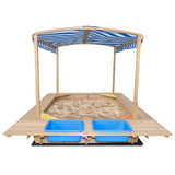 Kids Huge Timber Playfort Sandpit with Canopy