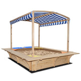 Kids Huge Timber Playfort Sandpit with Canopy
