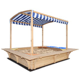 Kids Huge Timber Playfort Sandpit with Canopy
