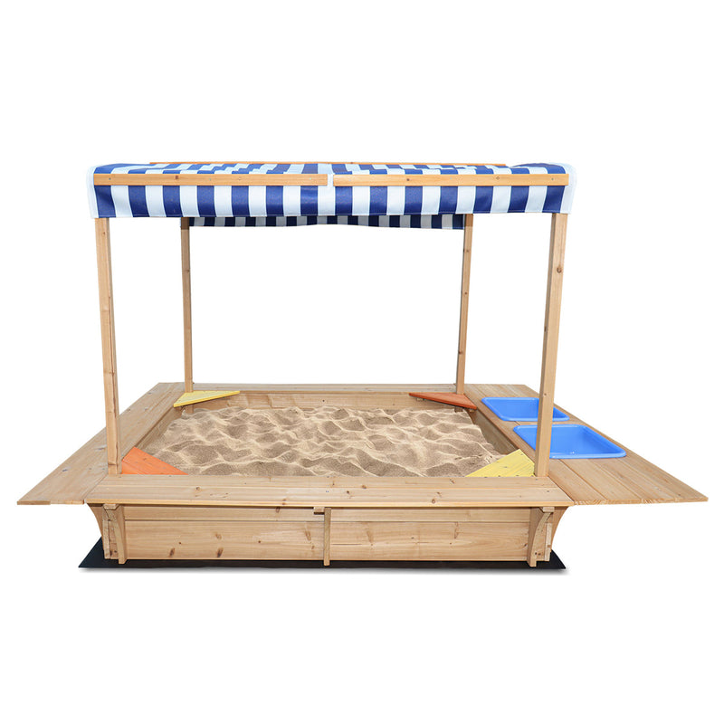 Kids Huge Timber Playfort Sandpit with Canopy