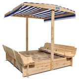 Kids Skipper Sandpit with Bench Seats and Canopy