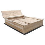 Kids Strongbox Square Sandpit - Extra Large with Foldable Seats / Timber Cover