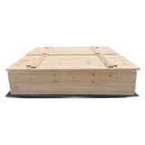 Kids Strongbox Square Sandpit - Extra Large with Foldable Seats / Timber Cover