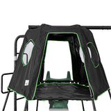 Kids Play Tower with Metal Swing Set + Green Slide