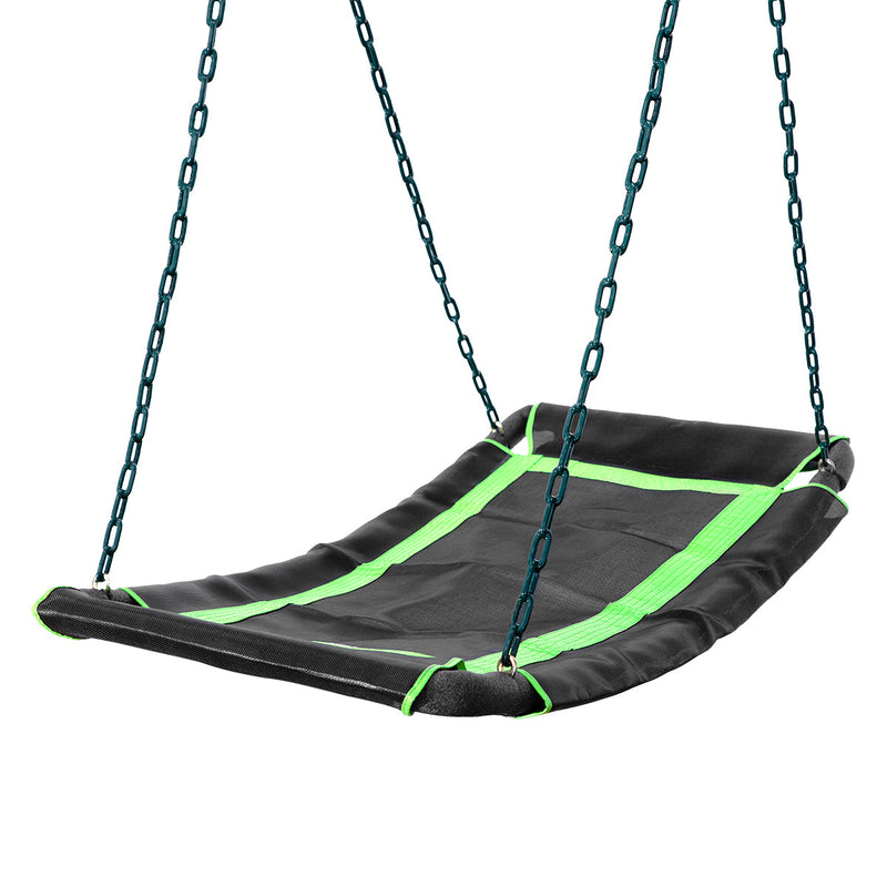 Kids Play Tower with Metal Swing Set + Green Slide