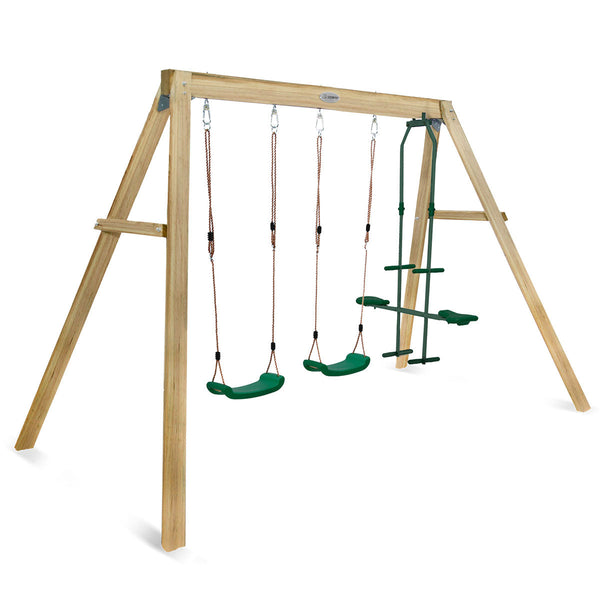 Kids Timber Double Swing + Gondola Gliding Swing Set