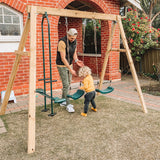 Kids Timber Double Swing + Gondola Gliding Swing Set