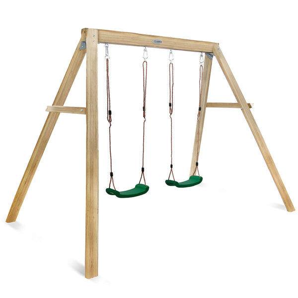 Kids Timber Frame Double Swing Set (Injection Moulded Seats)