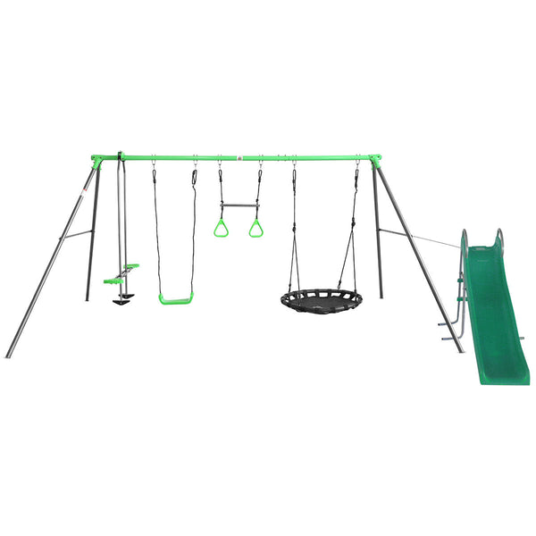 Kids 4 Station Swing Set + Slippery Slide