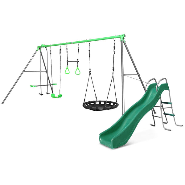 Kids 4 Station Swing Set + Slippery Slide