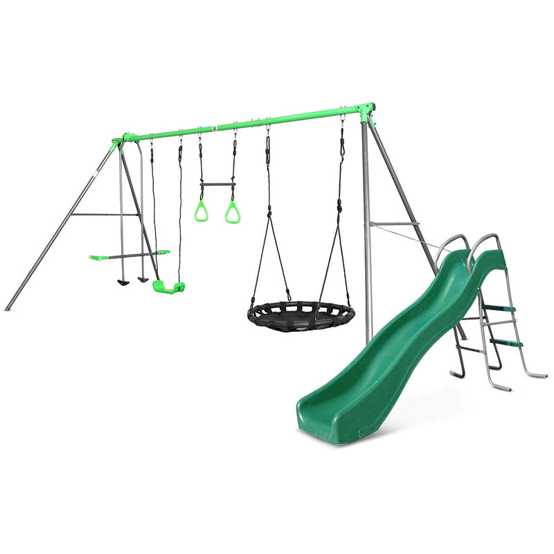 Kids 4 Station Swing Set + Slippery Slide