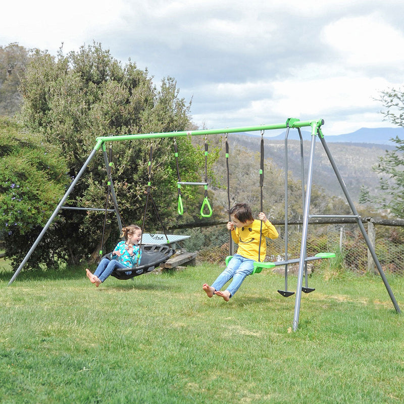 Kids 4 Station Swing Set + Slippery Slide