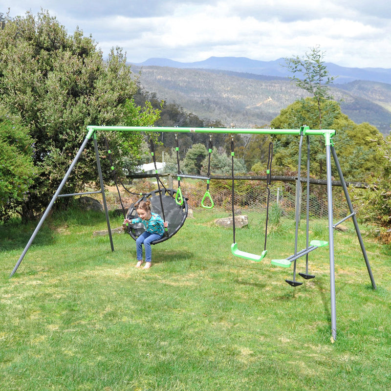 Kids 4 Station Swing Set + Slippery Slide