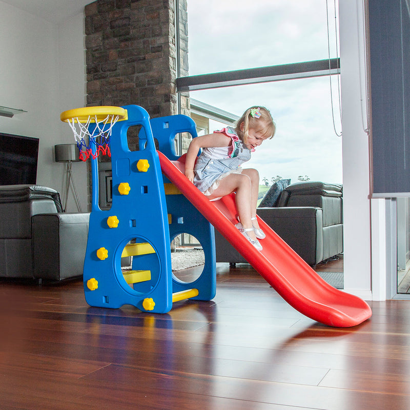 Kids 2-in-1 Slide with Basketball Hoop