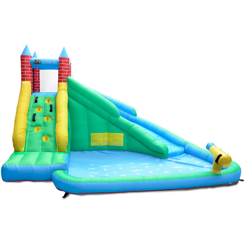 Kids Double Slide & Splash Inflatable Play Centre with Climbing Wall