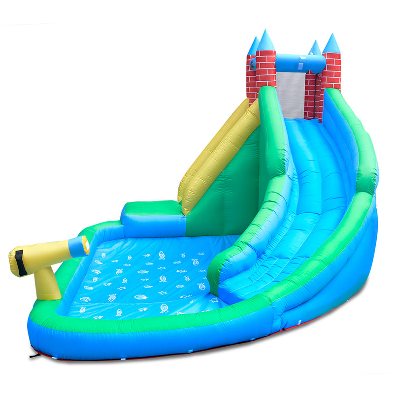 Kids Double Slide & Splash Inflatable Play Centre with Climbing Wall