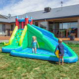 Kids Double Slide & Splash Inflatable Play Centre with Climbing Wall