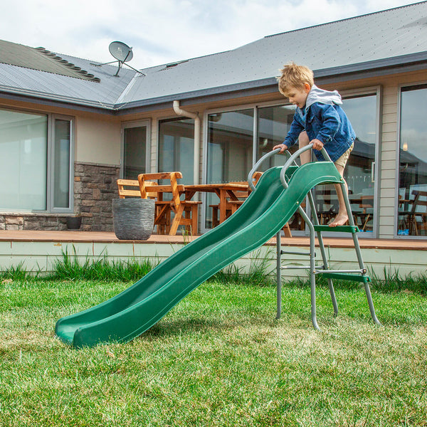 Kids Freestanding Green Wavy Slippery Slide