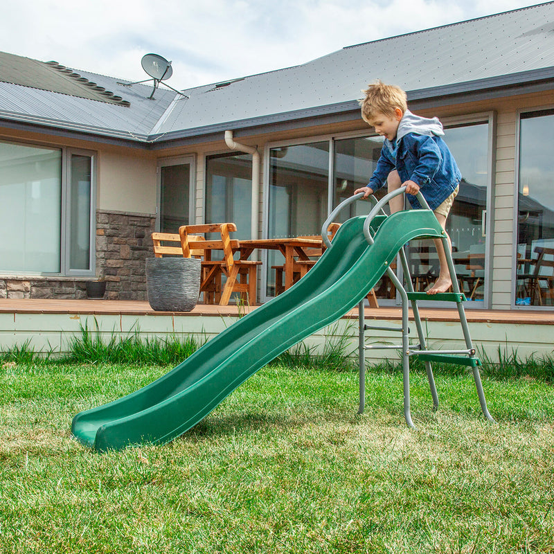 Kids Freestanding Green Wavy Slippery Slide