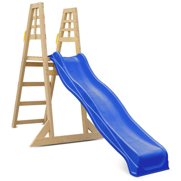 Kids Freestanding Timber Climb with Blue Slide