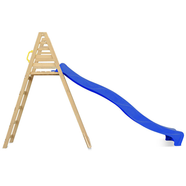 Kids Freestanding Timber Climb with Blue Slide