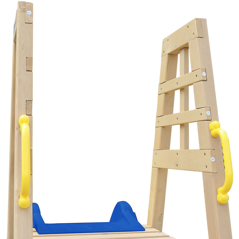 Kids Freestanding Timber Climb with Blue Slide