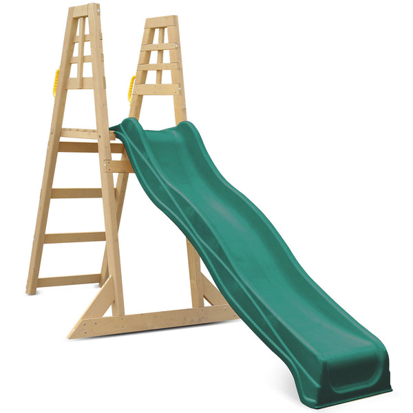 Kids Freestanding Timber Climb with Green Slide