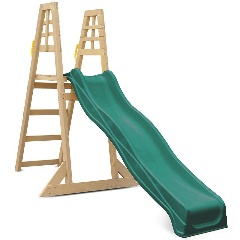 Kids Freestanding Timber Climb with Green Slide