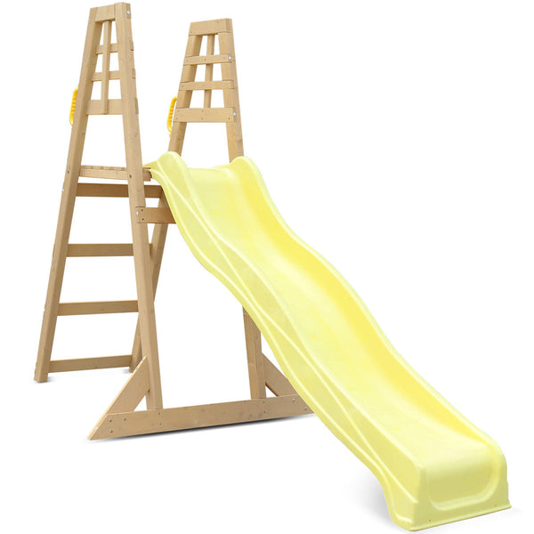 Kids Freestanding Timber Climb with Yellow Slide