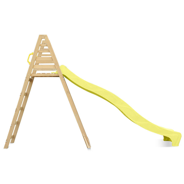 Kids Freestanding Timber Climb with Yellow Slide