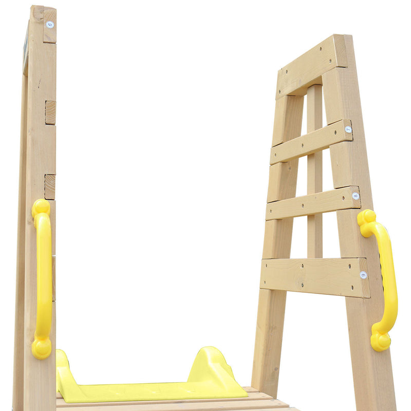 Kids Freestanding Timber Climb with Yellow Slide