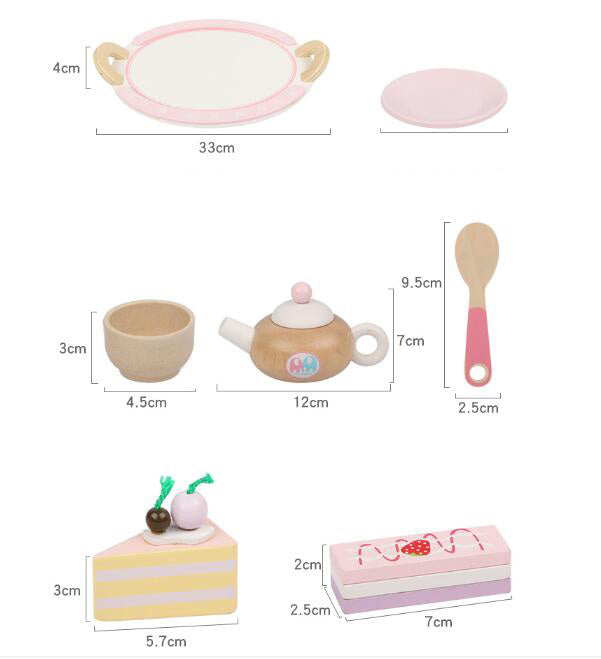 Kids Wooden Tea Set Accessories with Teapot and Treats