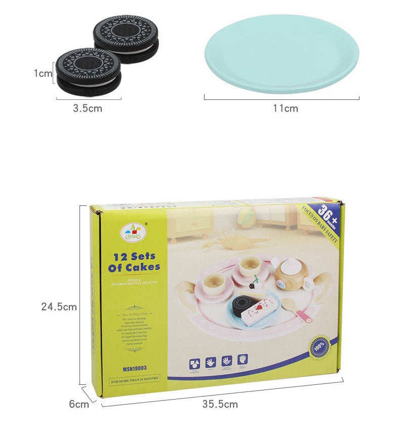Kids Wooden Tea Set Accessories with Teapot and Treats