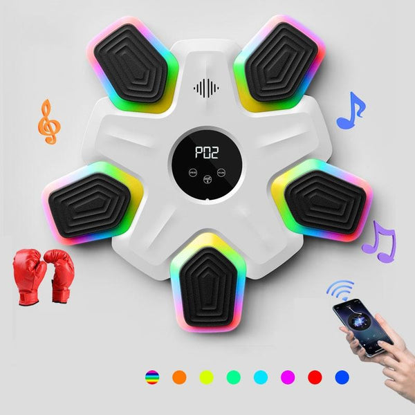 Bluetooth Music & Lights Boxing Machine with Kids Gloves - White