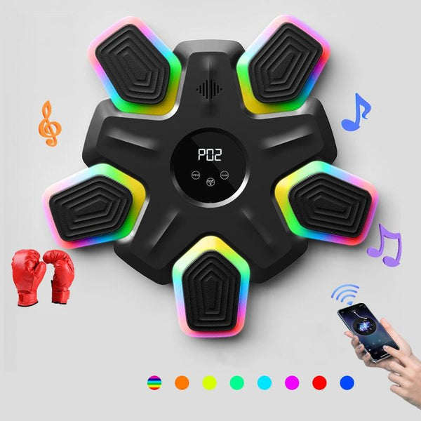 Bluetooth Music & Lights Boxing Machine with Kids Gloves - Black