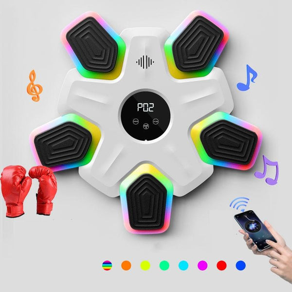 Bluetooth Music & Lights Boxing Machine with Kids Gloves - Black