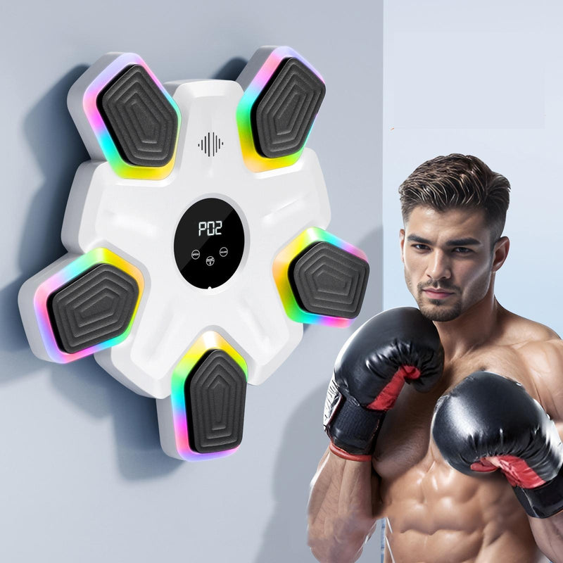Bluetooth Music & Lights Boxing Machine with Kids Gloves - Black