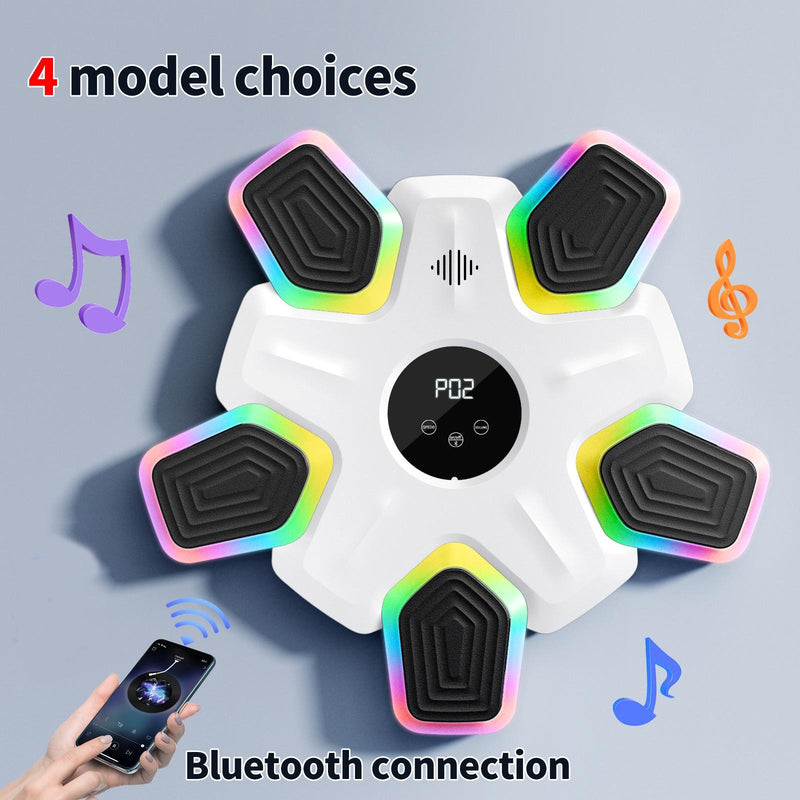 Bluetooth Music & Lights Boxing Machine with Kids Gloves - Black