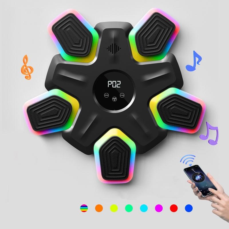 Bluetooth Music & Lights Boxing Machine with Kids Gloves - Black