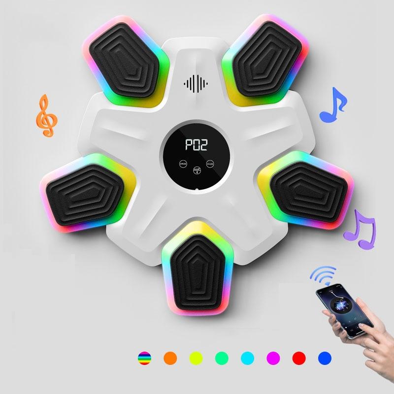 Bluetooth Music & Lights Boxing Machine with Kids Gloves - Black