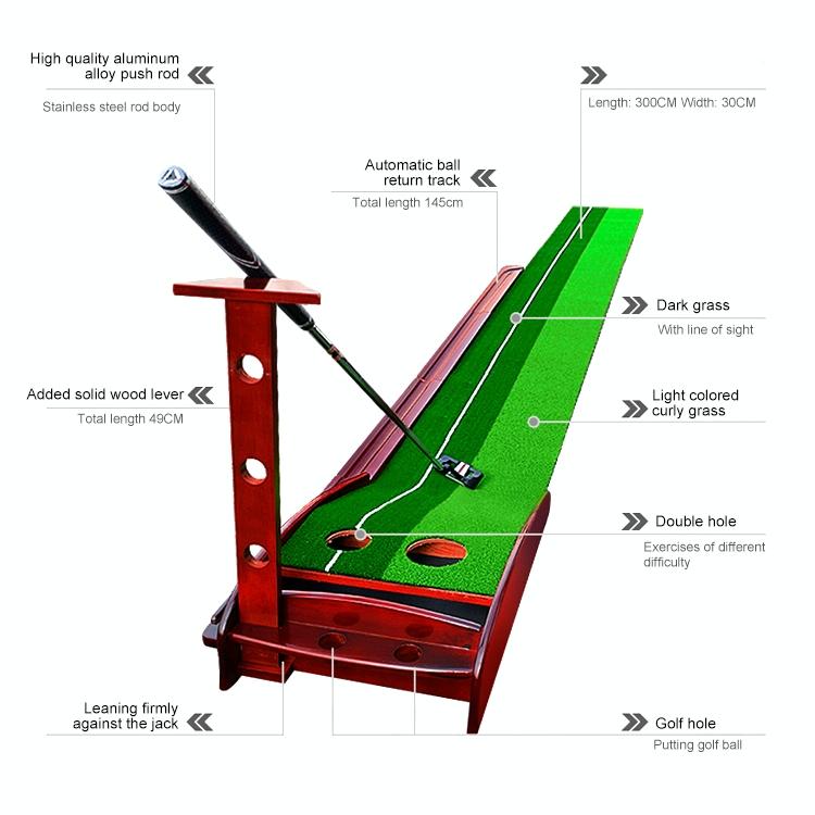 3 Metre Wooden Indoor Putting Practice Mat with Auto Return