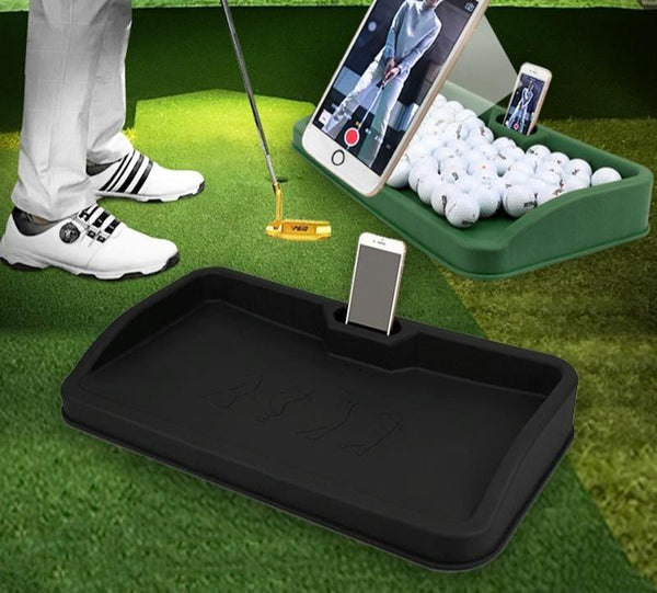 Golf Service Box with Phone Stand for Recording and Analysing Swing/Form - Black
