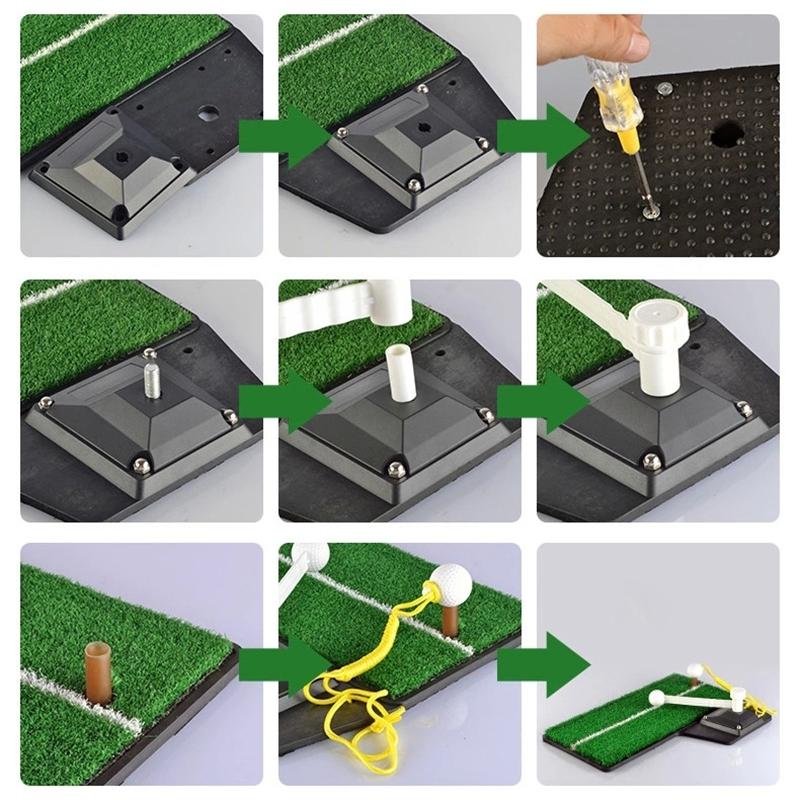 Portable Golf Putting Mat with Push Rod Trainer