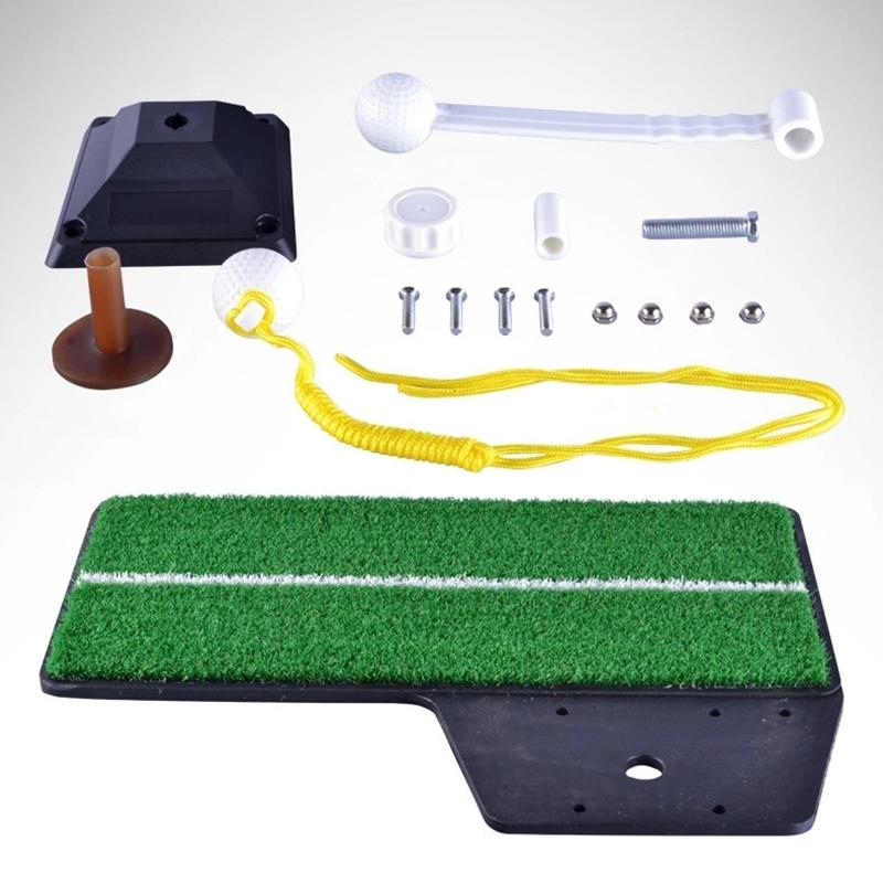 Portable Golf Putting Mat with Push Rod Trainer