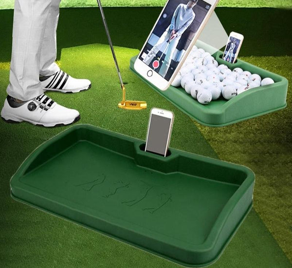 Golf Service Box with Phone Stand for Recording and Analysing Swing/Form - Green