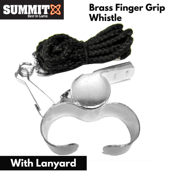 Summit Brass Finger Grip Umpire/Referee Whistle with Lanyard