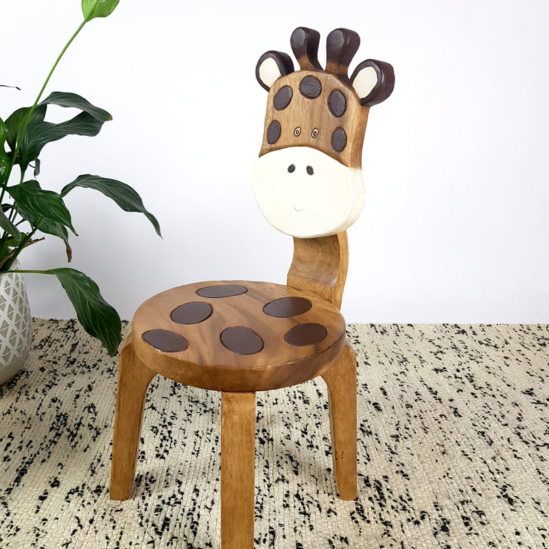Kids Handcrafted Wooden Animal Chair - Giraffe