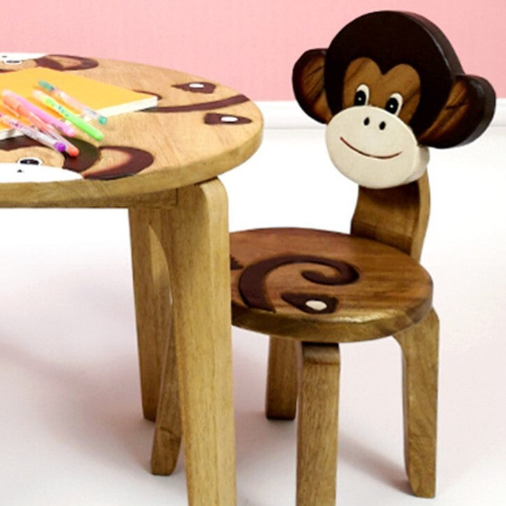 Kids Handcrafted Wooden Animal Chair - Monkey